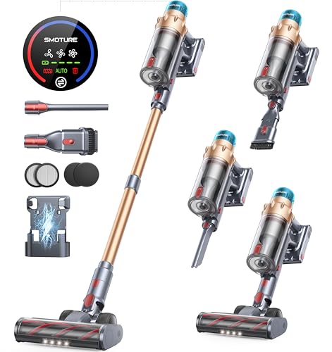 Cordless Vacuum Cleaner, 550W 45KPA 60 Mins Runtime Self-Standing Vacuum Cleaners for Home, Stick Vacuum with Charging Dock Station Removable Battery, Handheld Vacuum for Pet Hair/Carpet/Floor