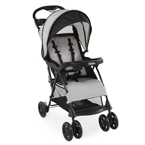 Kolcraft Cloud Plus Lightweight Baby & Toddler Umbrella Stroller with Large Storage Basket and Canopy, Reclining Seat, Child and Parent Trays, Compact Easy Fold for Travel - Slate Gray