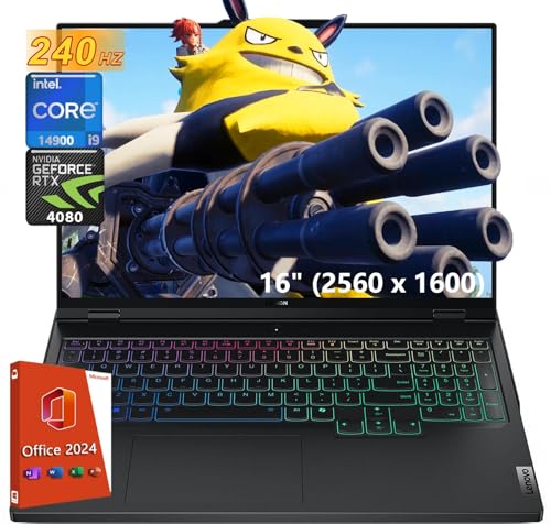 Lenovo Legion Pro 7i Gen 9 240Hz Gaming Laptop, 16" 2560 x 1600 240 Hz Display, Intel i9-14900HX, 12GB GDDR6 GeForce RTX 4080, 64 GB DDR5 RAM, 1 TB SSD, Win11 Pro & Office Pro 2024 Lifetime License