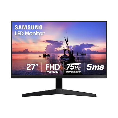 Samsung 27' T35F Series FHD 1080p Computer Monitor, 75Hz, IPS Panel, HDMI, VGA (D-Sub), AMD FreeSync, Wall Mountable, Game Mode, 3-Sided Border-Less, Eye Care, LF27T350FHNXZA