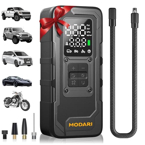 Tire Inflator Portable Air Compressor - 4X Faster 160 PSI Air Pump for Car Tires - Wireless Car Tire Inflator with Pressure Gauge - Portable Tire Inflator for Car, Pickup, Motor and More