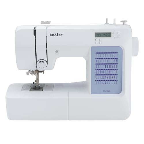 Brother CS5055 Computerized Sewing Machine, 60 Built-in Stitches, LCD Display, 7 Included Feet, White