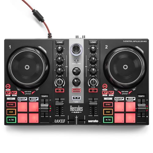 Hercules DJControl Inpulse 200 MK2 — Ideal DJ Controller for Learning to Mix — Software and Tutorials Included, Black