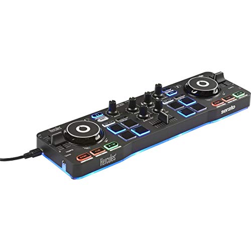 Hercules DJ DJControl Starlight | Pocket USB DJ Controller with Serato DJ Lite, Touch-Sensitive Jog Wheels, Built-in Sound Card and Built-in Light Show