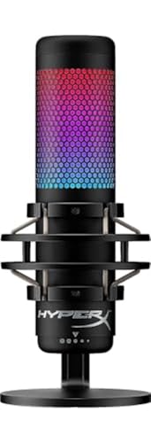 HyperX QuadCast S – RGB USB Condenser Microphone for PC, PS4, PS5 and Mac, Anti-Vibration Shock Mount, 4 Polar Patterns, Pop Filter, Gain Control, Gaming, Streaming, Podcasts, Twitch, YouTube, Discord