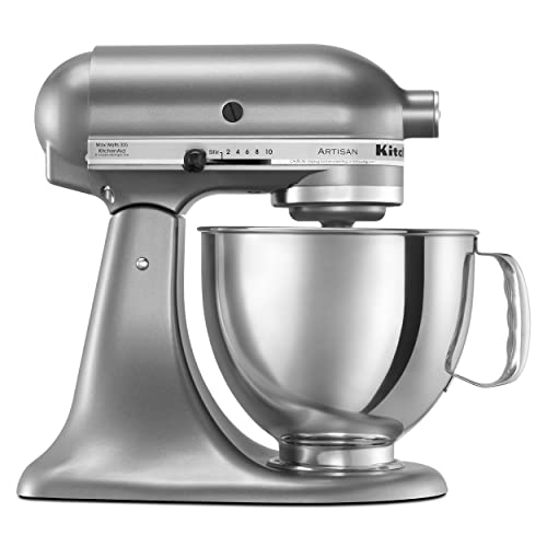 KitchenAid Artisan Series 5 Quart Tilt Head Stand Mixer with Pouring Shield KSM150PS, Contour Silver