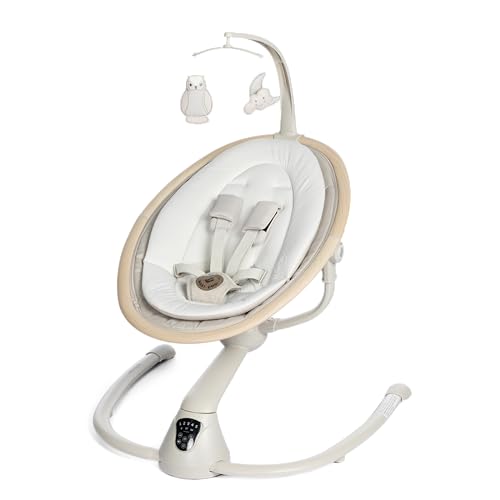 Maxi-Cosi Cassia Baby Swings for Infants: Smart Portable Baby Swing with Music, Lightweight & Foldable Baby Swing, 360 Rotation Infant Swing, Classic Oat