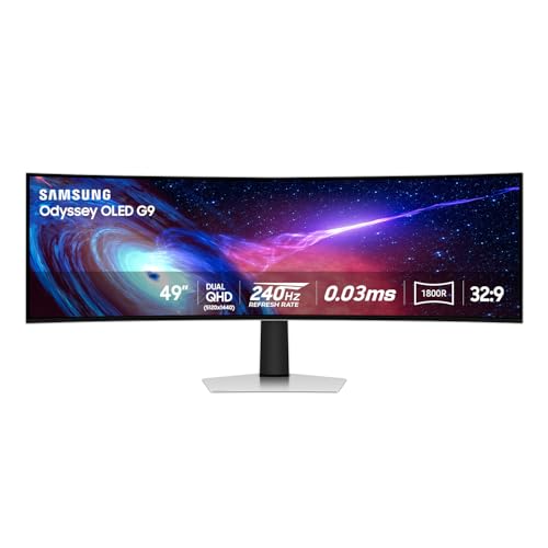 SAMSUNG 49" Odyssey OLED (G93SC) Series Curved Gaming Monitor, 240Hz, 0.03ms, Dual QHD, DisplayHDR True Black 400,AMD FreeSync Premium Pro, Height Adjustable Stand,3 Year Warranty,LS49CG932SNXZA,2023