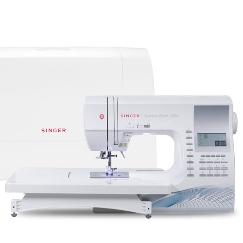 SINGER Quantum Stylist 9960 Computerized Sewing & Quilting Machine with Extension Table, Hard Carrying Case & Accessory Kit | 600 built-in stitches & Lettering, LED Light & High-End Touch buttons